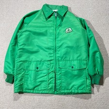 Vintage 70s Scupper Jack Jacket Mens Large Neon Green Pioneer Seeds Farmer Hyman