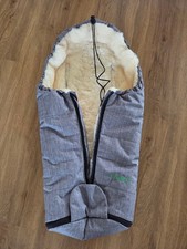 Fellsack / Fußsack für Kinderwagen (Grau, 100% Merinowolle, Marke Fellhof)