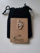 Silber Kettenanhänger Om Mantra Spirituell  Strasssteine 925 Sterling 