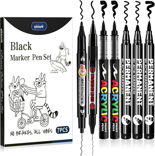 Acrylstifte schwarz 7er set - schwarz,