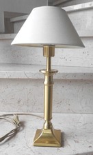 Rossmann Tischleuchte Mod.61135 aus Messing mit weißem Lampenschirm