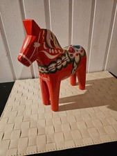 Vintage Dala Pferd -  NILS OLSSON - Holz Pferd Rot -  Schweden - 25cm - X Mas