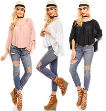 Damen Top Langarm Bluse