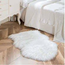 Faux Lammfell Teppich Weiß