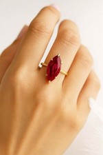 1 Karat Künstlicher Rubin Verlobungsring 14k Gelbgold Solitaire Damen Ring