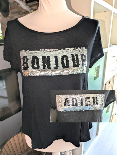 Amisu shirt schwarz - schwarz, mit