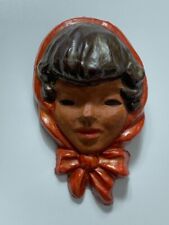 Alt Keramik Wandmaske Frauengesicht signiert "W" "K" Austria Wien