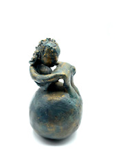 Terrakotta Keramik Künstler Skulptur signiert Bronze farbig Dachbodenfund H11,5