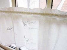 ShabbY Chic GARDINE *LAUGH LIVE LOVE*  Scheibengardine weiß Druck Spitze