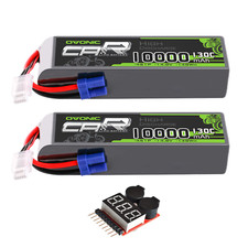 2x Ovonic 14,8V 130C 4S 10000mAh Lipo Akku EC5 mit 1-8S Lipo Spannungsprüfer