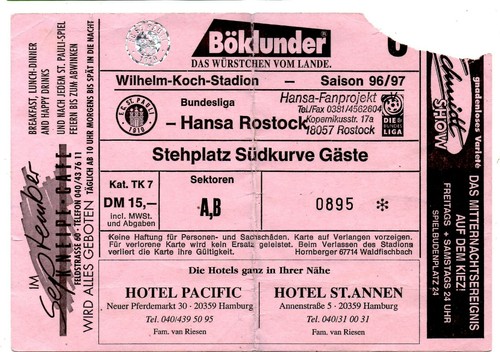 Ticket pauli hansa - ticket, fc