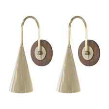 Italienisches Paar Solana Wandleuchter Mid Century Messing Emaille Nussbaum H...