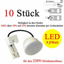10 Stück Paulmann 51mm Coin Spot Leuchtmittel dimmbar 3 Stufen LED 4,8 Watt 230V