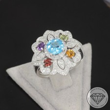 Wert 3090 € Brillant Saphir Ring 750 18 Karat Weiß Gold xxyy