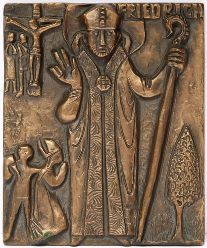 Bronze relief platte - platte, heiliger