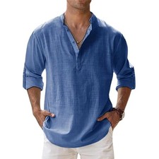 Herren Leinenhemd Henley