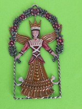 Baumanhänger Zinn Zinnanhänger Engel mit Krone ca 5 x 8,5 cm