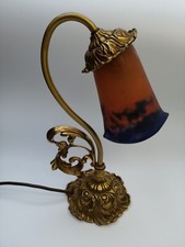 Muller Freres Luneville Tischleuchte Messing Glas Jugendstil 33 cm hoch