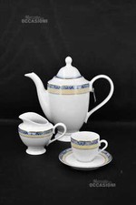 Schlesisches Kaffeeservice Porzellan 1845 6 Personen mit Teekanne und Milchkännchen weiß B