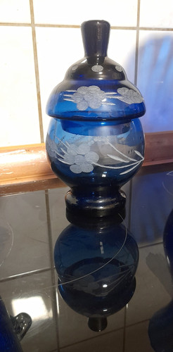 Deckelvase blaues glas - deckelvase,