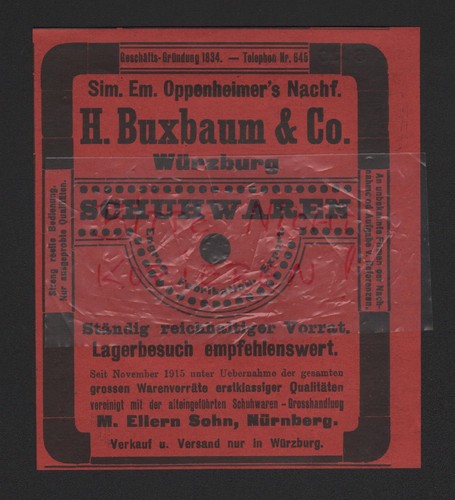 Würzburg werbung 1916 h - wÜrzburg,,