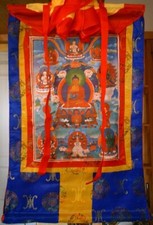 Thangka aus Tibet Adibuddha Sakyamuni Usnisavijaya Stupa Grüne Tara #5