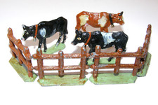 Zinn Figur Kuh m Glocke Zaun  Zubehör Diorama Weide Bauernhof OO S O Modellbahn