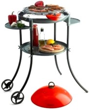 XXL Elektrogrill 2in1 Stand Tisch Grill Deckel 2000W Abstelltische Rad Fuß Red