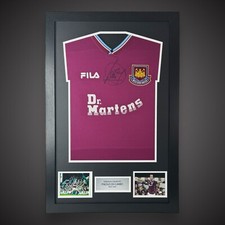  Gerahmtes handsigniertes Shirt West Ham United von Paolo Di Canio mit Coa £199