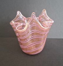 Alte Murano Taschentuchvase Latticinofäden vermutlich Venini um 1960