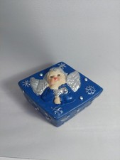 Blaue Keramikdose Dose Engel