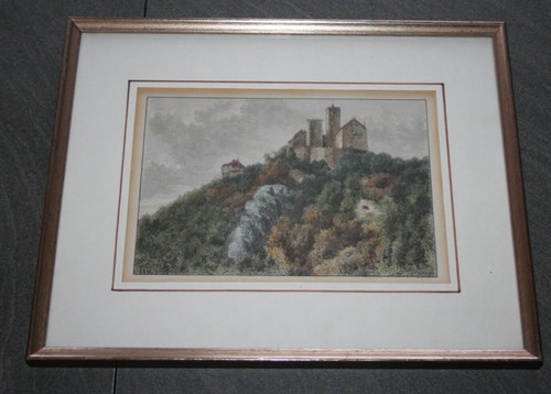 Die wartburg kolorierter stich - kolorierter,