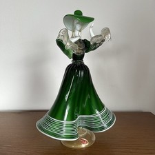 Vintage Glas Figur Dame Grün