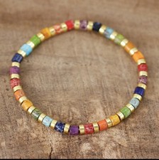 Chakra Naturstein Armband Gold