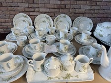 Eschenbach Bavaria Porzellan Teller KaffeeService  Grüne Ranke Vintage 12x Pers.