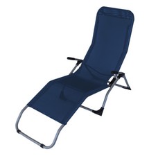 Relaxliege Saunaliege Kippliege SYLT, Stahl + Textil blau, 2. WAHL