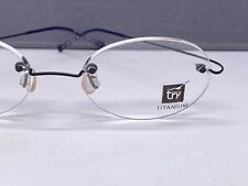 Try Brille Damen Herren Rund Oval Schwarz Flex Titan Randlos TF 03 Schraublos