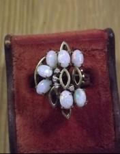 D21-7/ einzigartiger Ring in 585 Gelbgold mit Opalen und Brilliantspl. Gr.ca. 53