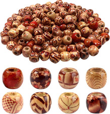 200 Stück Holzperlen 12mm gemalt mit großem Loch für Makramee Basteln