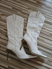 Cowboystiefel Stiefel Highheels Gr. 41 Echtleder Weiß