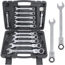 TECPO GELENK MAUL RING-RATSCHENSCHLÜSSEL SET 8-22 mm GELENKRATSCHE SCHLÜSSEL