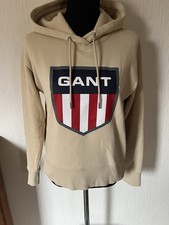 Gant Damen Hoodie Sweater Größe S, Beige mit Logo
