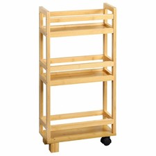 Küchenwagen Rollenwagen Servierwagen Bambus 36x15x74cm Bastelwagen mit Rollen