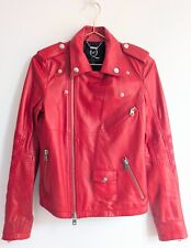 Alexander McQueen Lederjacke Biker Rot Kirschrot Größe 38