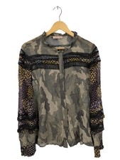 TWIN SET Hemd-Bluse Damen Bluse Gr. DE 42 khaki-wollweiß-schwarz Casual-Look