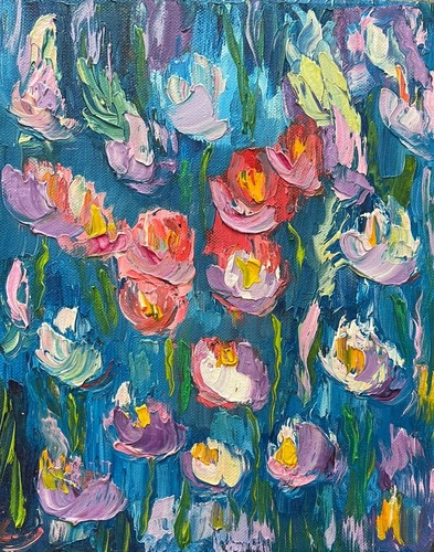 ölbild gemälde blumen - gemälde,