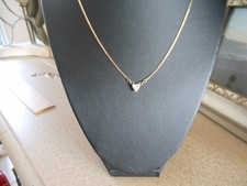 14k Gelbgold herzförmiger natürlicher Diamant Halskette 17 Zoll