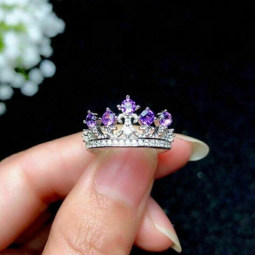 Natur amethyst krone ring 925 - amethyst,