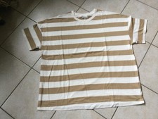 Bonprix * trendiges Oversize  Baumwoll - Shirt  *Kurzarm * beige -weiß *Gr.48/50