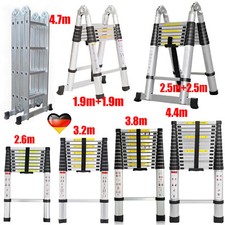 Alu Teleskopleiter Mehrzweckleiter Stehleiter Ausziehleiter Ein-Klic Tritthocker